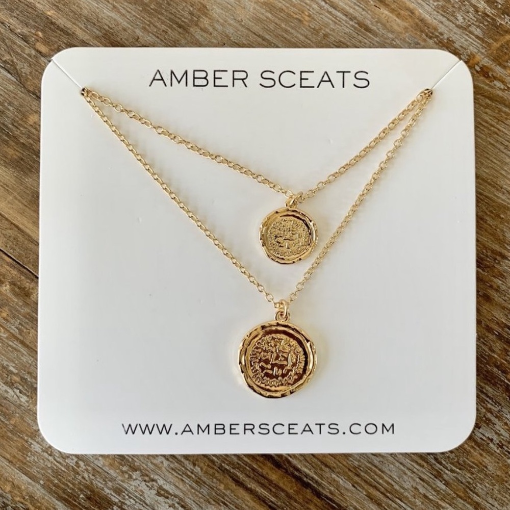 Amber Sceats Gold Double Pendant Necklace